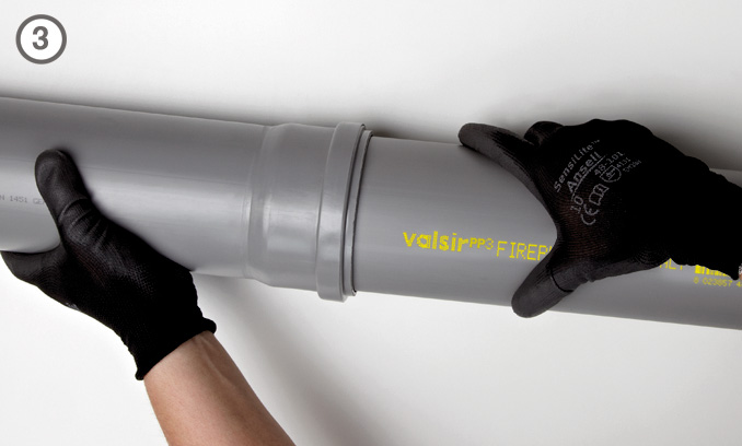 Pas 3 Fireplus Sistema de unión mediante boca con junta elastomérica monolabial FIREPLUS